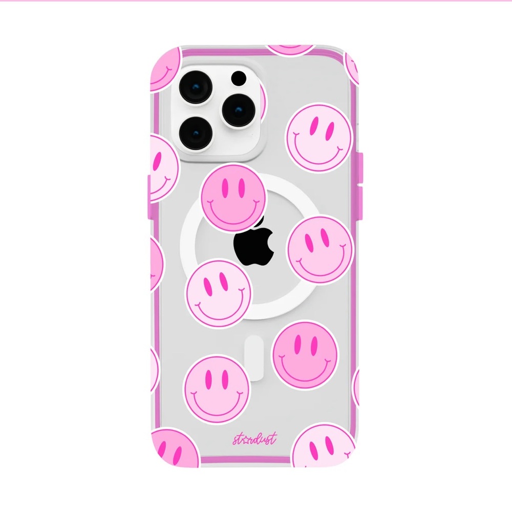 Stardust by Allie Pink Smileys OG iPhone 15 Pro Max Case & MagSafe Ring